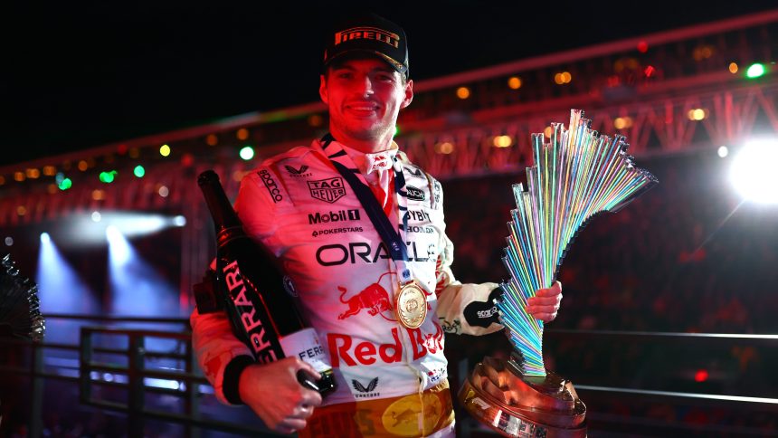 Max Verstappen celebra el GP de las Vegas 2023